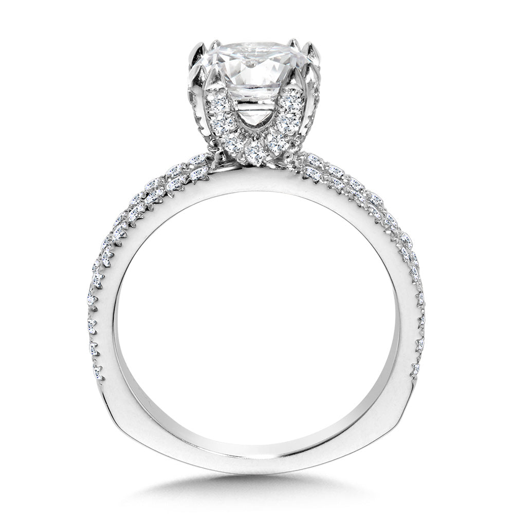 Double-Prong Split Shank Diamond Engagement Ring — R1091W