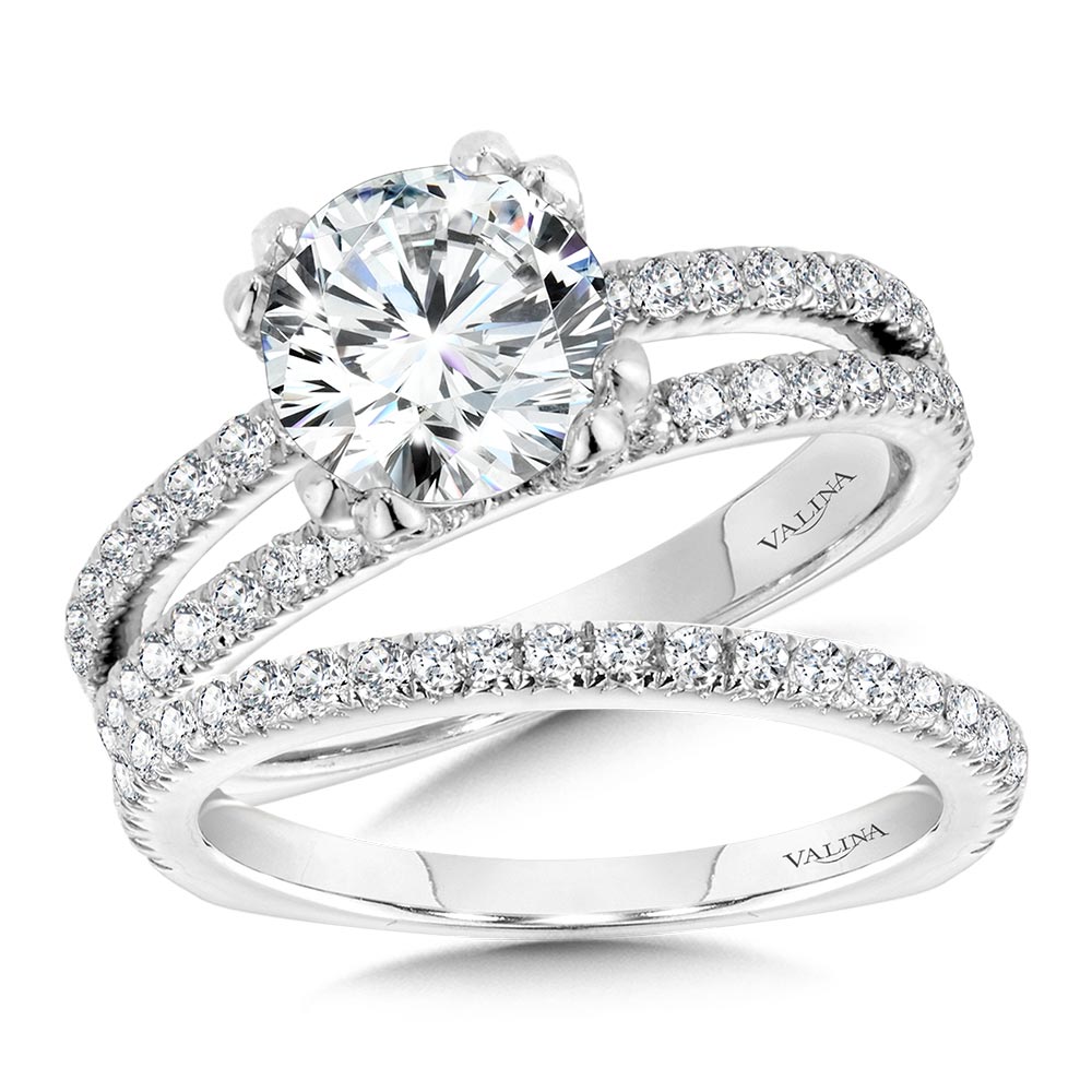 Double-Prong Split Shank Diamond Engagement Ring — R1091W