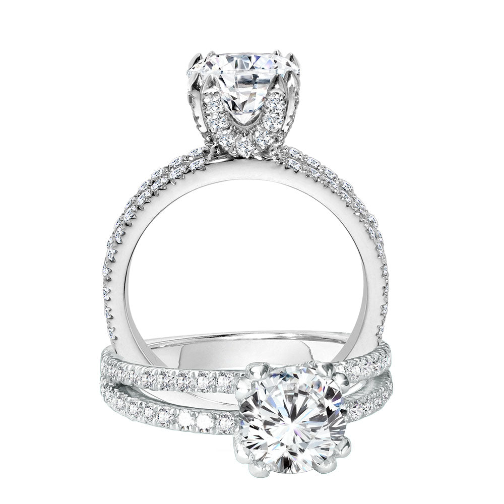 Double-Prong Split Shank Diamond Engagement Ring — R1091W