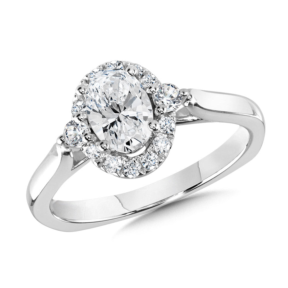 Oval Diamond Halo Engagement Ring — R1092W