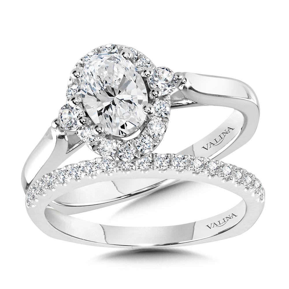 Oval Diamond Halo Engagement Ring — R1092W