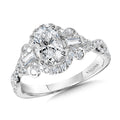 Tapered Oval and Baguette 3 Stone Diamond Engagement Ring — R1093W
