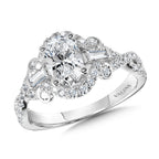 Tapered Oval and Baguette 3 Stone Diamond Engagement Ring — R1093W