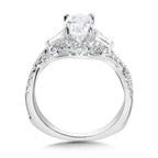 Tapered Oval and Baguette 3 Stone Diamond Engagement Ring — R1093W