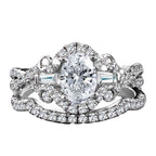 Tapered Oval and Baguette 3 Stone Diamond Engagement Ring — R1093W