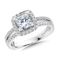 Princess-Cut Split Shank Diamond Halo Engagement Ring — R1094W