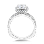 Princess-Cut Split Shank Diamond Halo Engagement Ring — R1094W