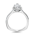 Pear-Shaped Diamond Straight Halo Engagement Ring — R1095W