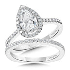 Pear-Shaped Diamond Straight Halo Engagement Ring — R1095W