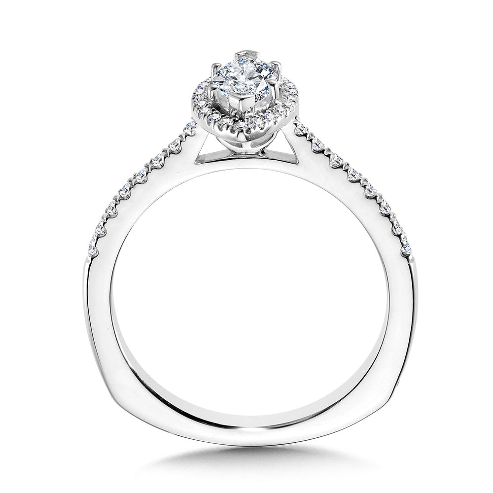 Marquise Diamond Straight Halo Engagement Ring — R1096W