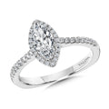 Marquise Diamond Straight Halo Engagement Ring — R1097W