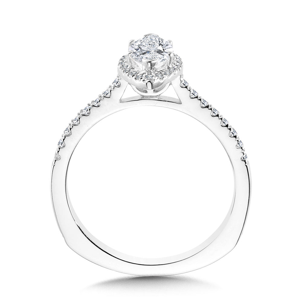 Marquise Diamond Straight Halo Engagement Ring — R1097W