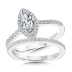 Marquise Diamond Straight Halo Engagement Ring — R1097W