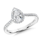Pear Diamond Straight Halo Engagement Ring — R1098W