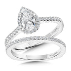 Pear Diamond Straight Halo Engagement Ring — R1098W