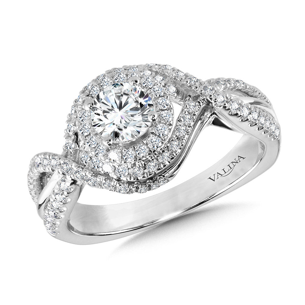 Crisscross Diamond Triple-Halo Engagement Ring — R1100W