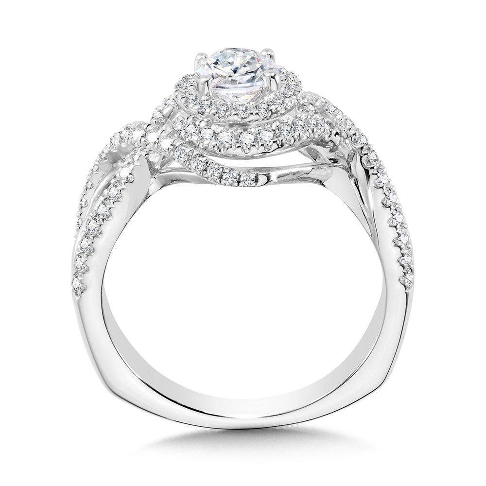 Crisscross Diamond Triple-Halo Engagement Ring — R1100W