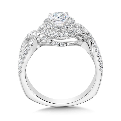 Crisscross Diamond Triple-Halo Engagement Ring — R1100W