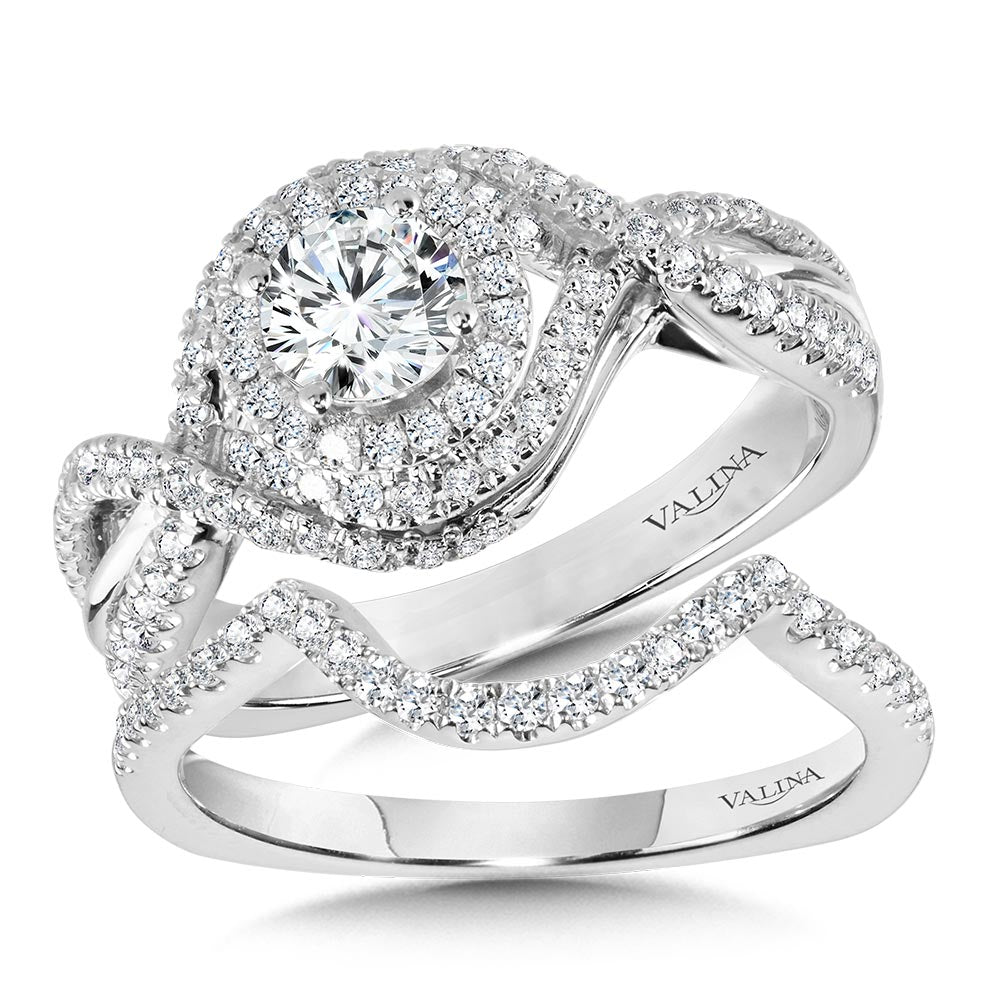 Crisscross Diamond Triple-Halo Engagement Ring — R1100W