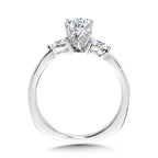 Tapered 3 Stone Oval and Pear Diamond Engagement Ring — R1101W