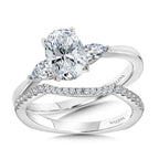 Tapered 3 Stone Oval and Pear Diamond Engagement Ring — R1101W