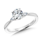 Tapered 3 Stone Round and Pear Diamond Engagement Ring — R1103W