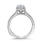 Six-Prong Milgrain-Beaded Baguette Halo Engagement Ring — R1105W