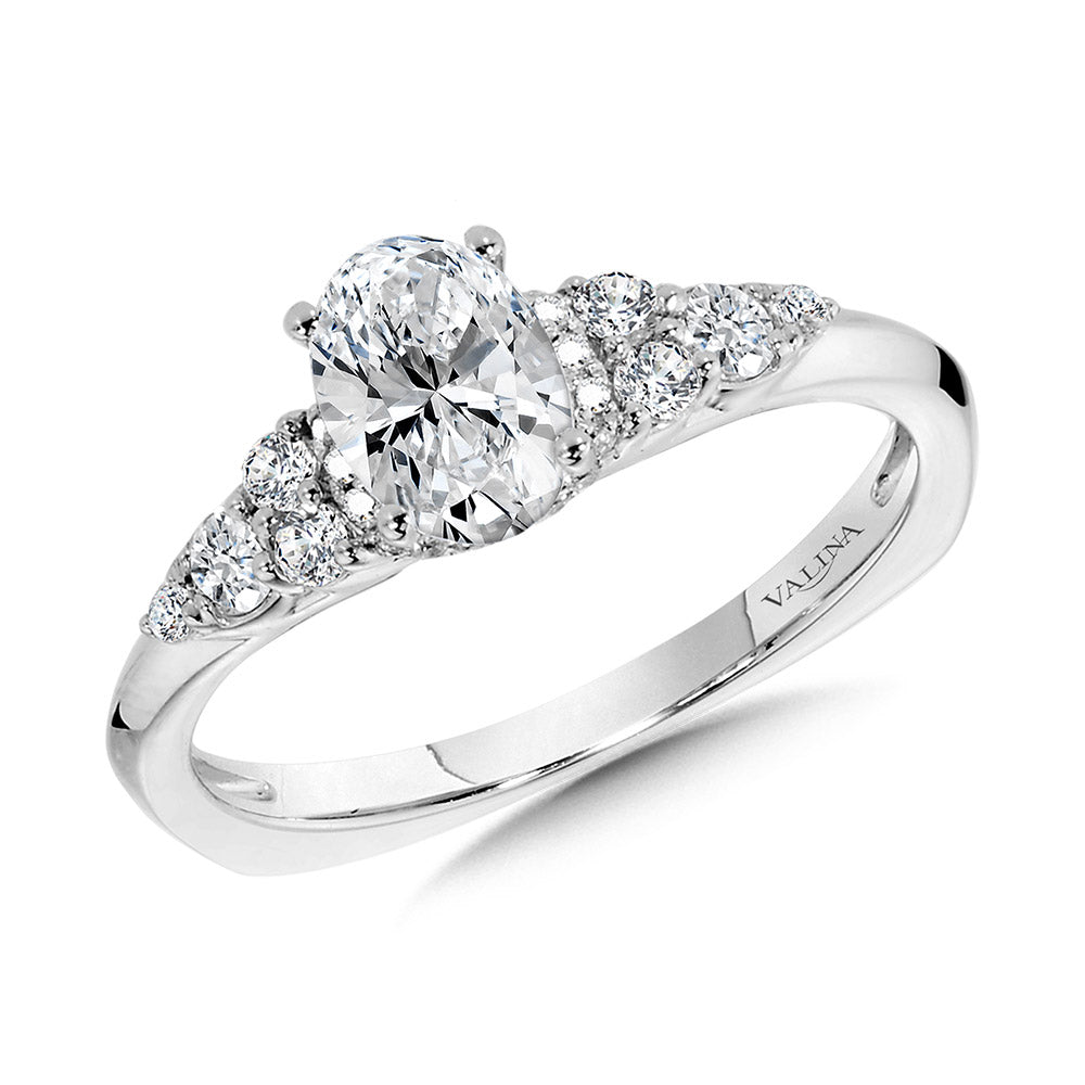 Tapered Oval Diamond Engagement Ring — R1107W