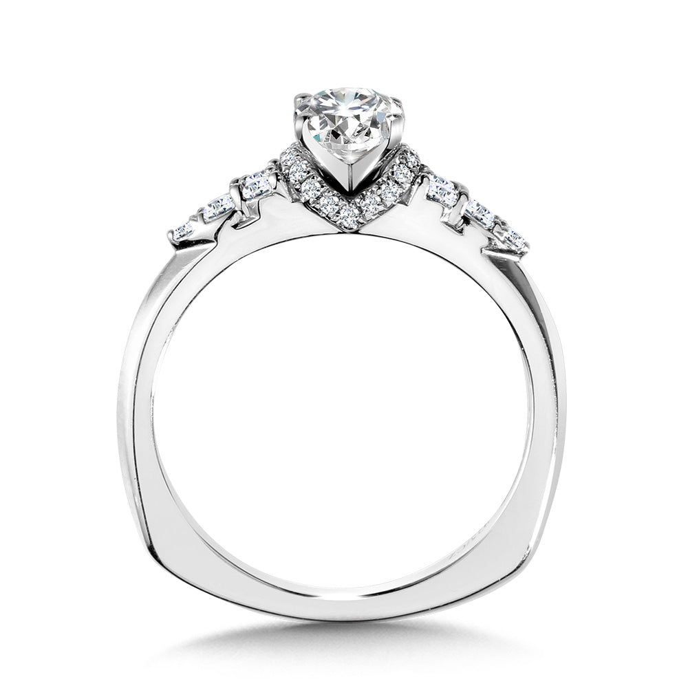Tapered Oval Diamond Engagement Ring — R1107W