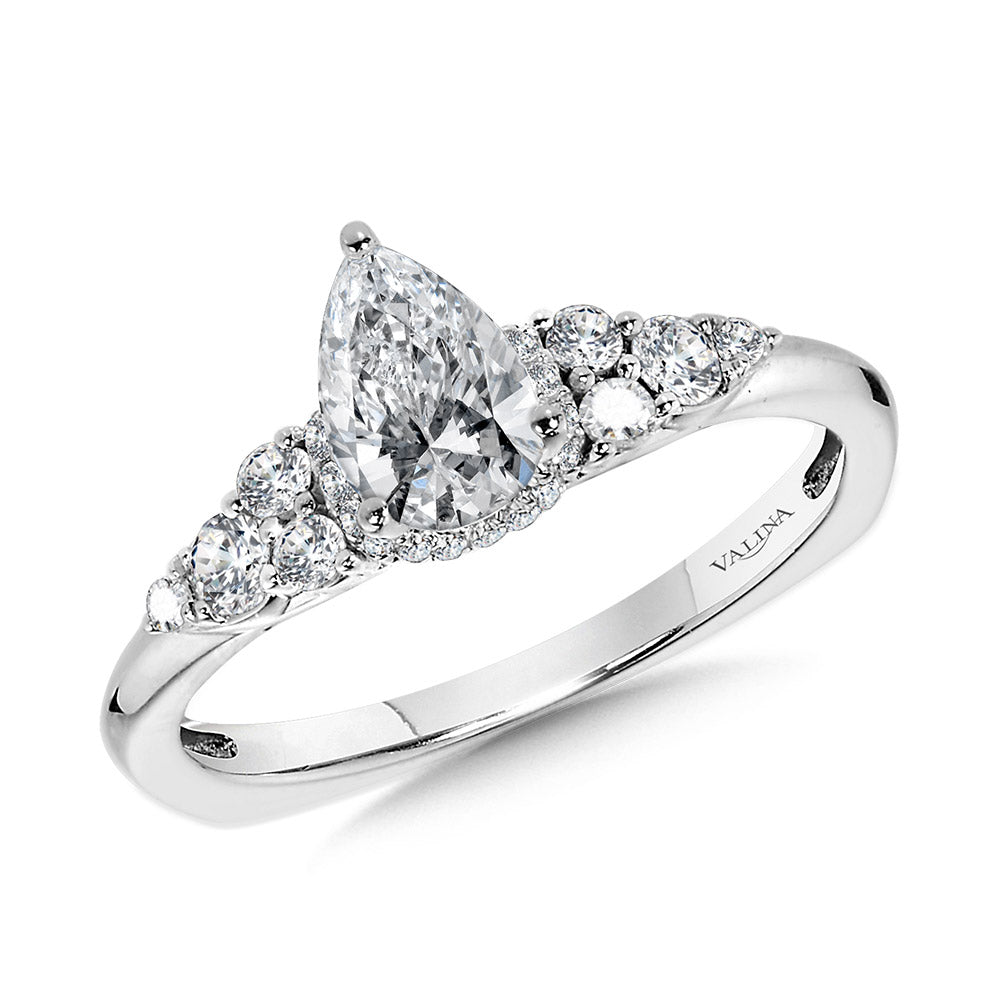 Tapered Pear Diamond Engagement Ring — R1109W