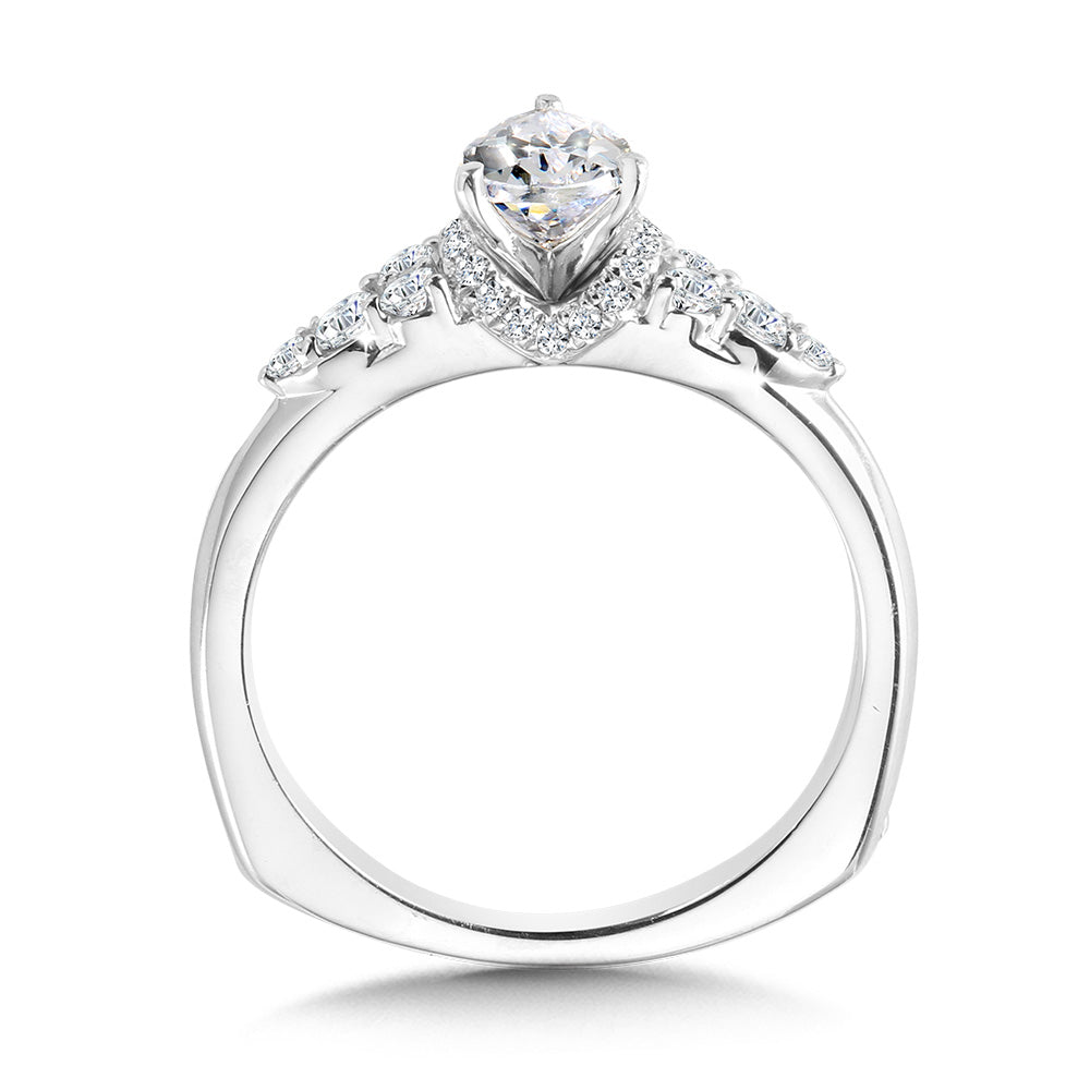 Tapered Pear Diamond Engagement Ring — R1109W