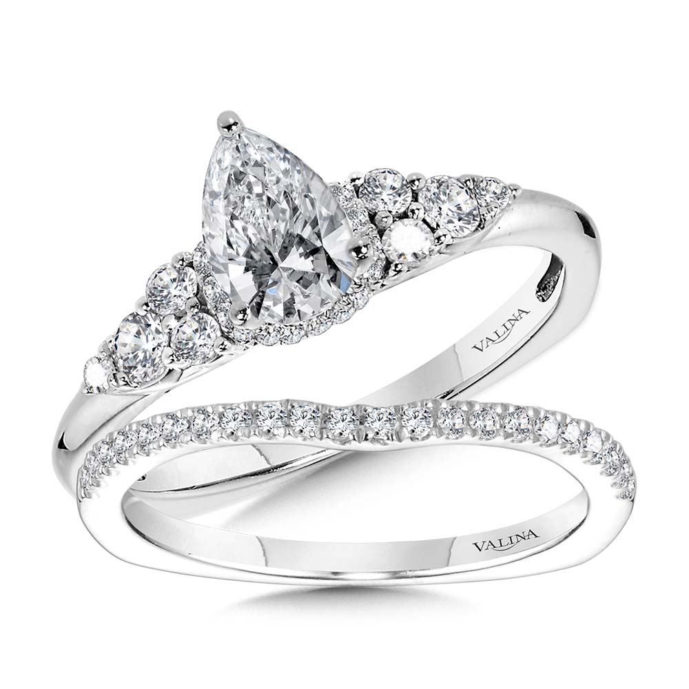 Tapered Pear Diamond Engagement Ring — R1109W