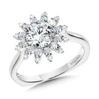 Floral Halo Diamond Engagement Ring — R1111W