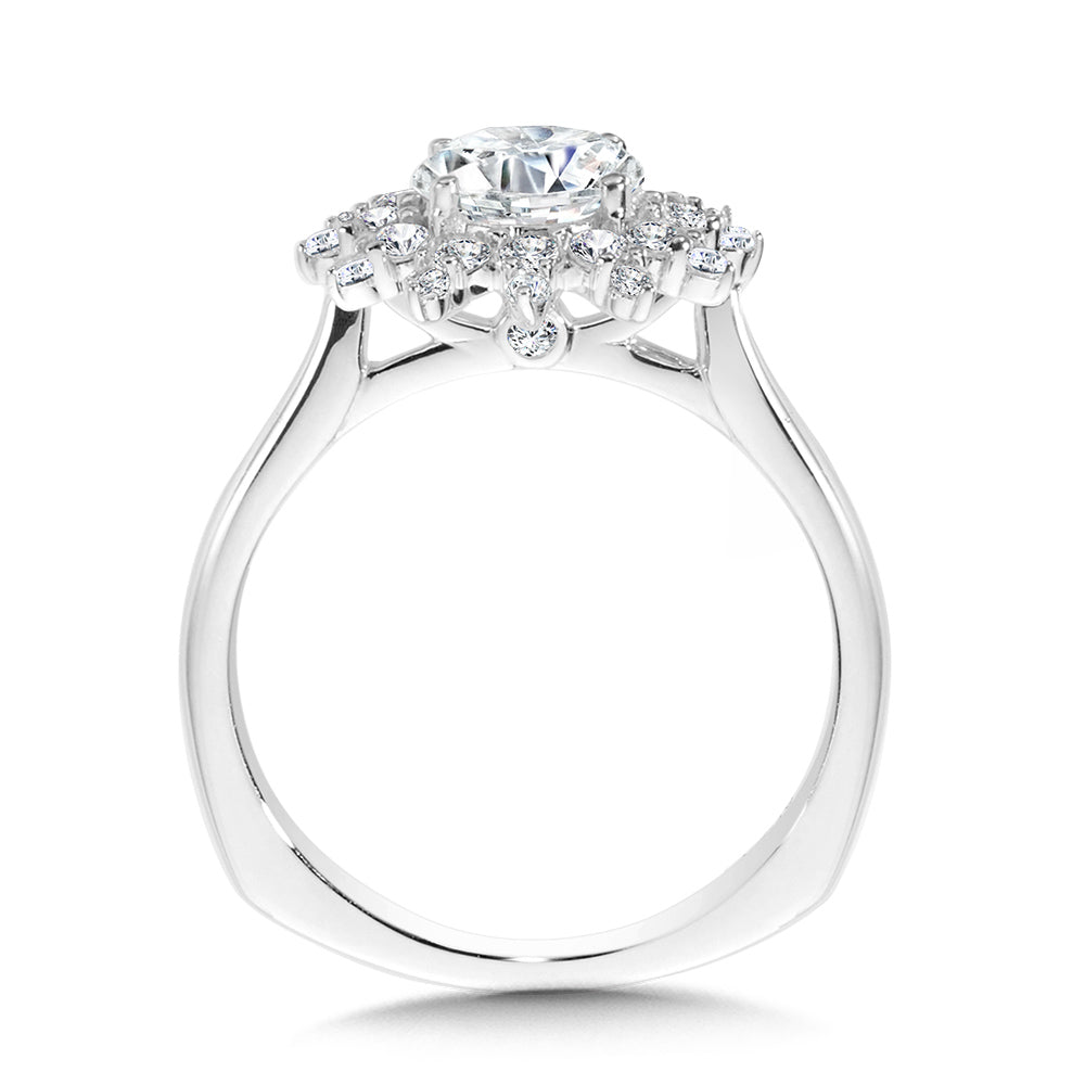 Floral Halo Diamond Engagement Ring — R1111W