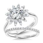 Floral Halo Diamond Engagement Ring — R1111W