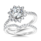 Floral Halo Diamond Engagement Ring — R1112W