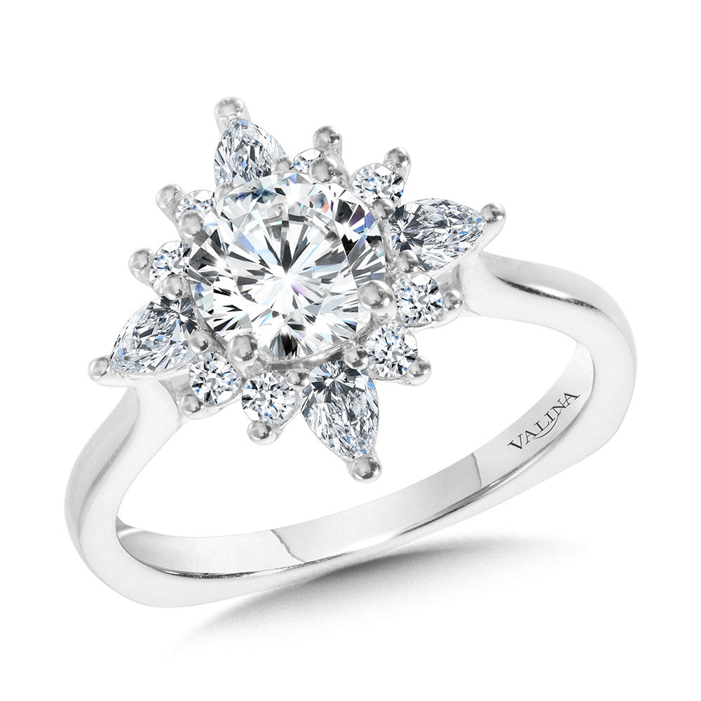 Star Halo Diamond Engagement Ring — R1113W