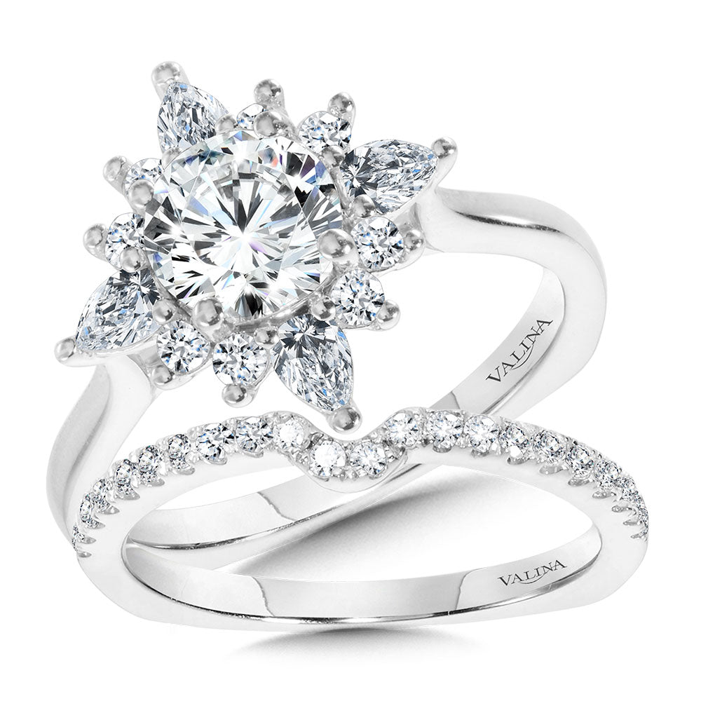 Star Halo Diamond Engagement Ring — R1113W