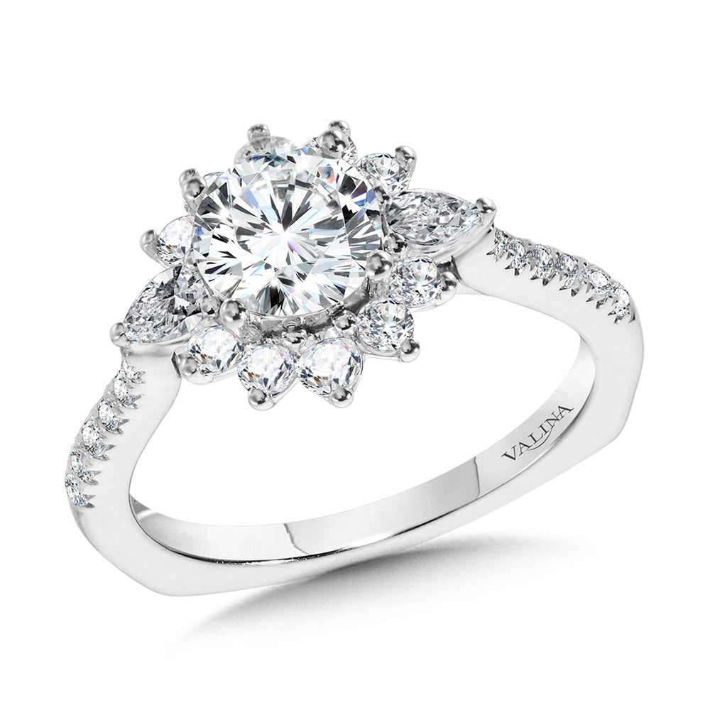 Statement Diamond Halo Engagement Ring — R1114W