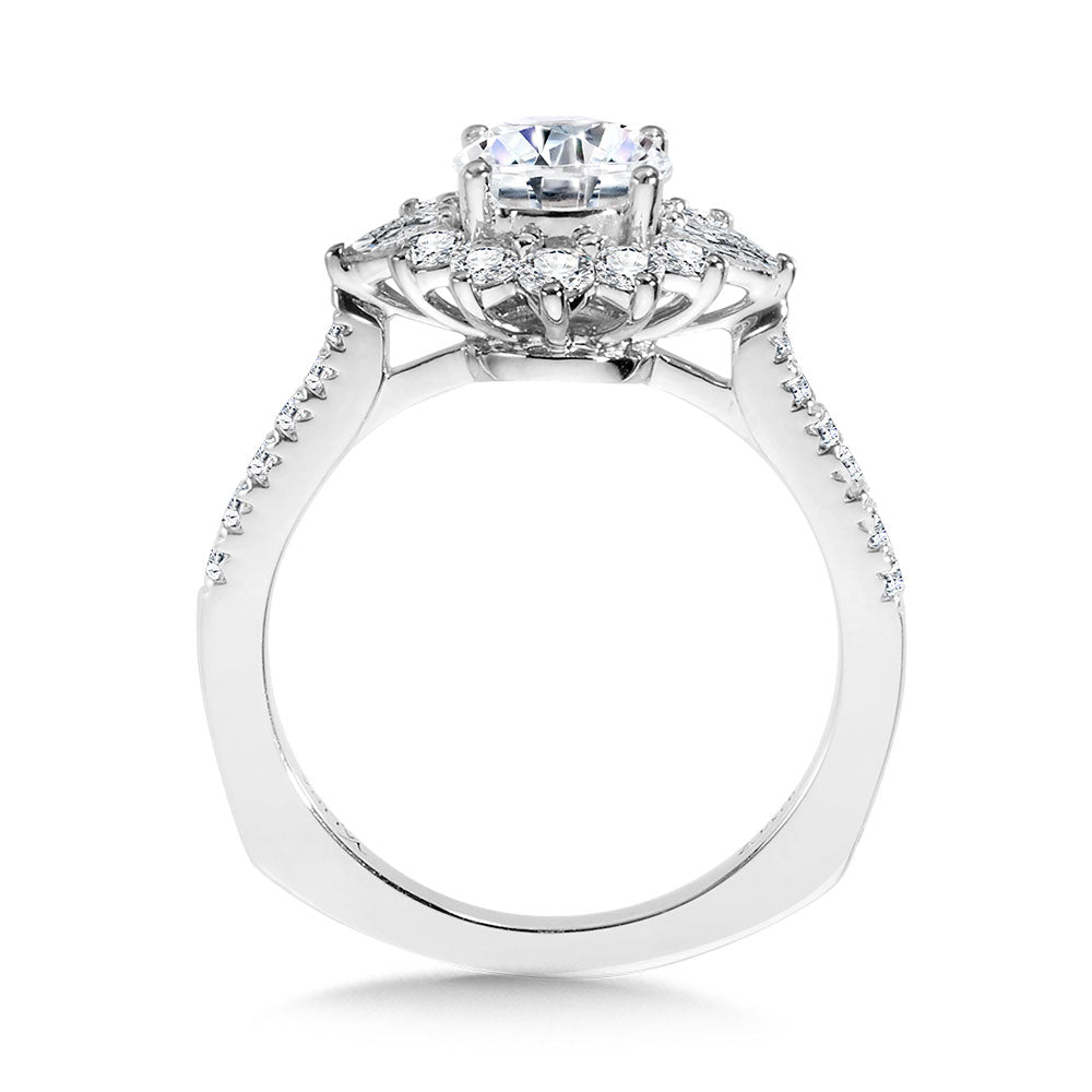 Statement Diamond Halo Engagement Ring — R1114W