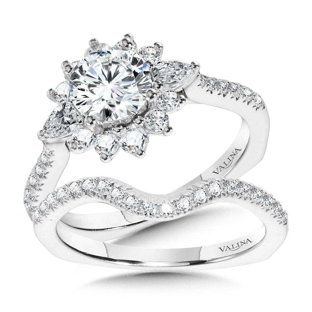 Statement Diamond Halo Engagement Ring — R1114W