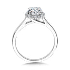 Modern Straight Halo Diamond Engagement Ring — R1115W-SR