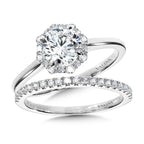 Modern Straight Halo Diamond Engagement Ring — R1115W-SR