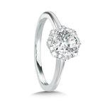 Modern Straight Halo Diamond Engagement Ring — R1115W-SR