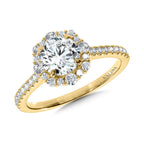Modern Straight Halo Diamond Engagement Ring — R1116Y-SR