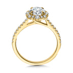 Modern Straight Halo Diamond Engagement Ring — R1116Y-SR