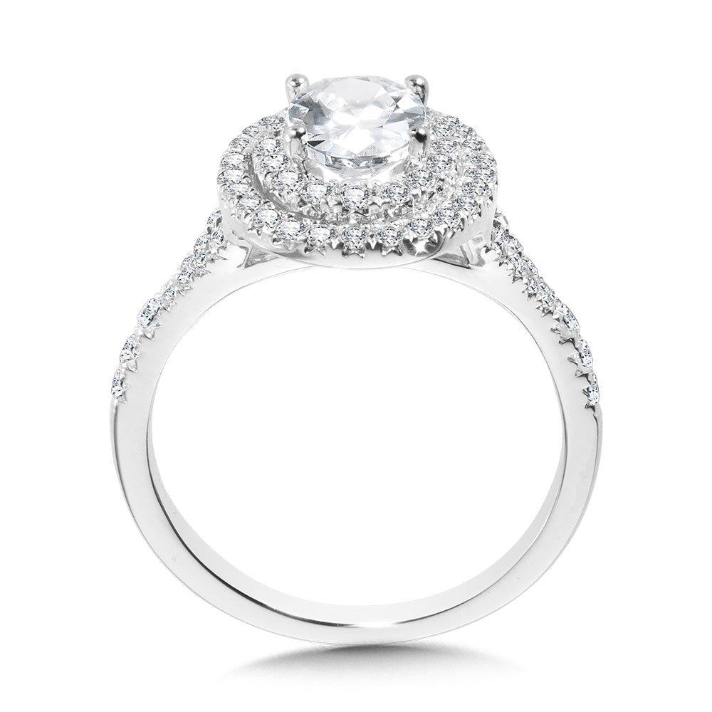Oval-Shaped Double-Halo Split Shank Engagement Ring — R1117W-SR