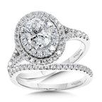 Oval-Shaped Double-Halo Split Shank Engagement Ring — R1117W-SR