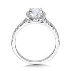 Oval-Shaped Halo Split Shank Engagement Ring — R1118W-SR