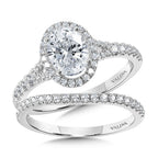 Oval-Shaped Halo Split Shank Engagement Ring — R1118W-SR